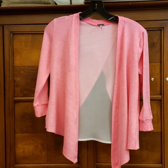 Other - Poof Girl Pink and White Cardiga Size Medium